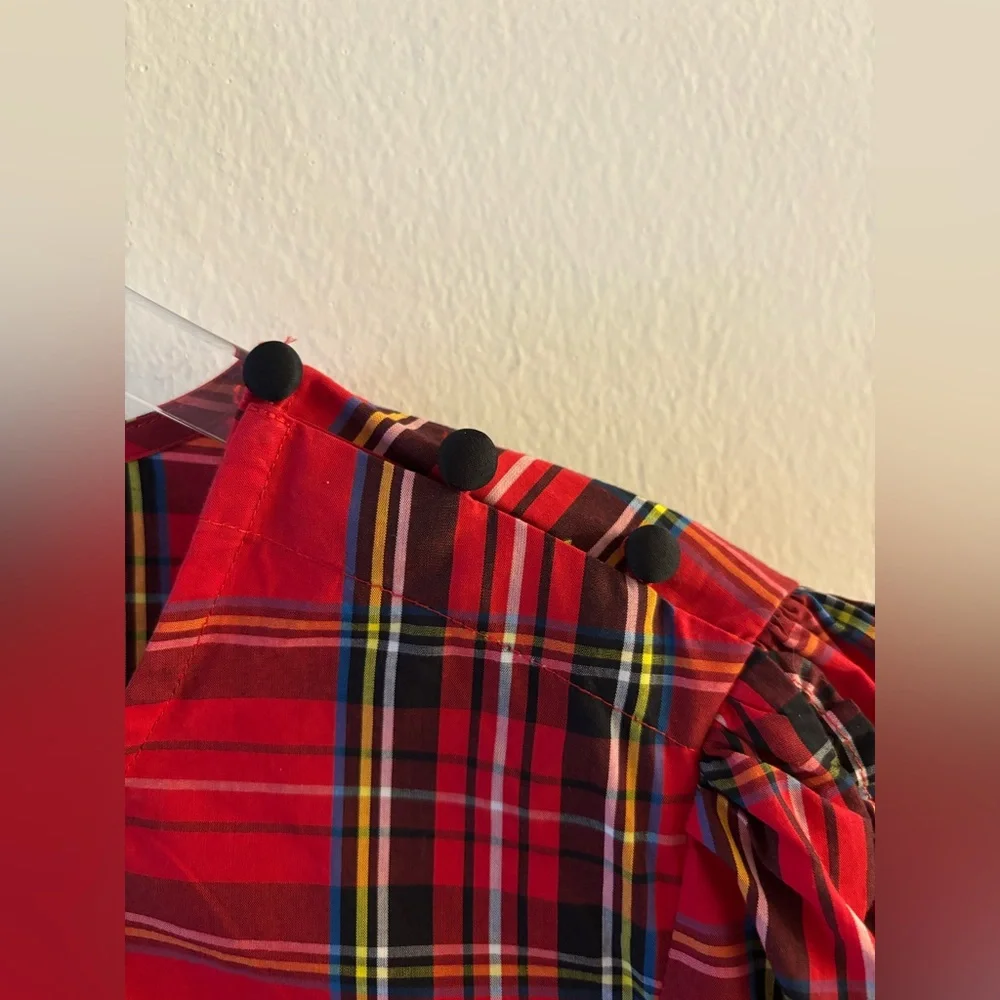J. Crew Ruffle Sleeve Stewart Tartan Blouse Size Medium - Picture 5 of 6